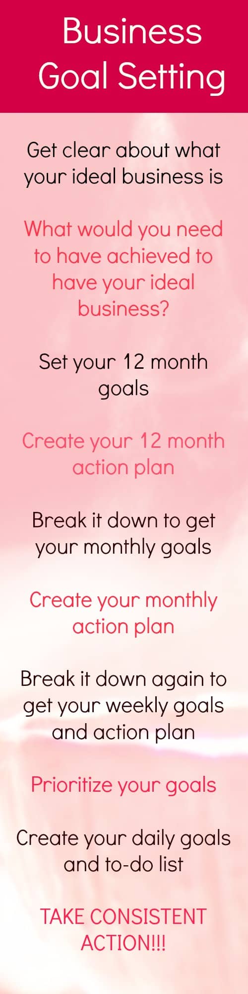 10 tips to help you set effective business goals. Tips and replay of the live training.