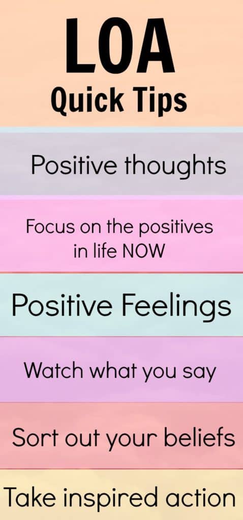 Quick LOA tips. A few ideas to quickly get the law of attraction working FOR you to attract what you want.